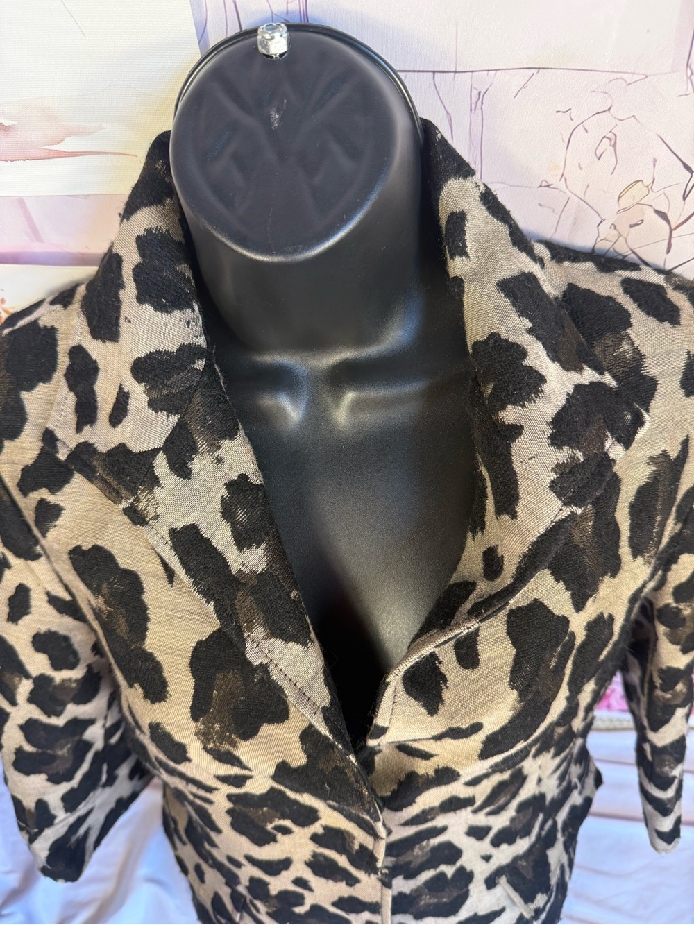 Lafayette 148 New York Leopard-Print Blazer in Black and Tan - Picture 2 of 8